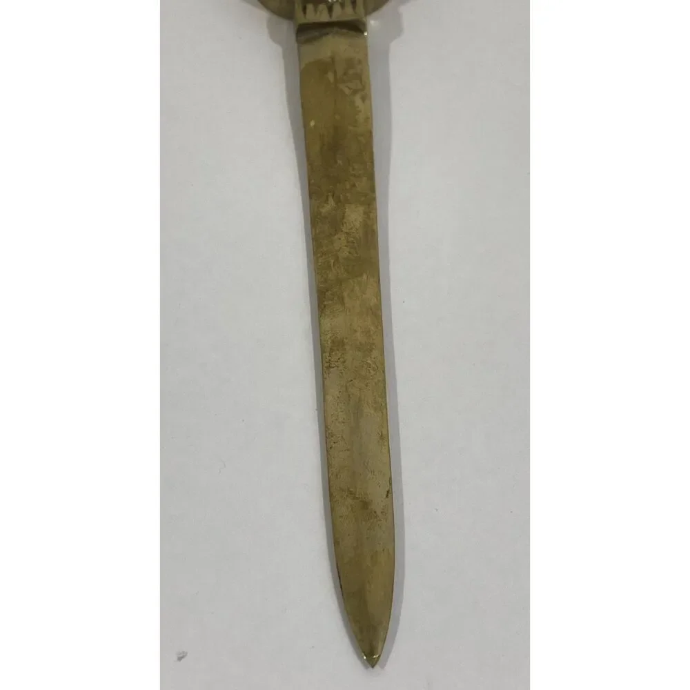 Vintage Brass Midcentury Pineapple Letter‎ Opener With Magnifying Glass 10.5”